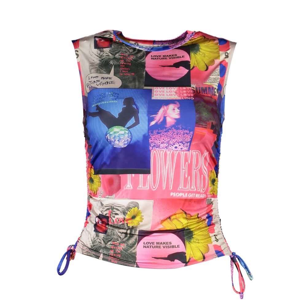 T-Shirt by Desigual for women in acetate blue showcases a chic silhouette, artfully detailed with a chic crew neckline and sleeveless for a chic finish.