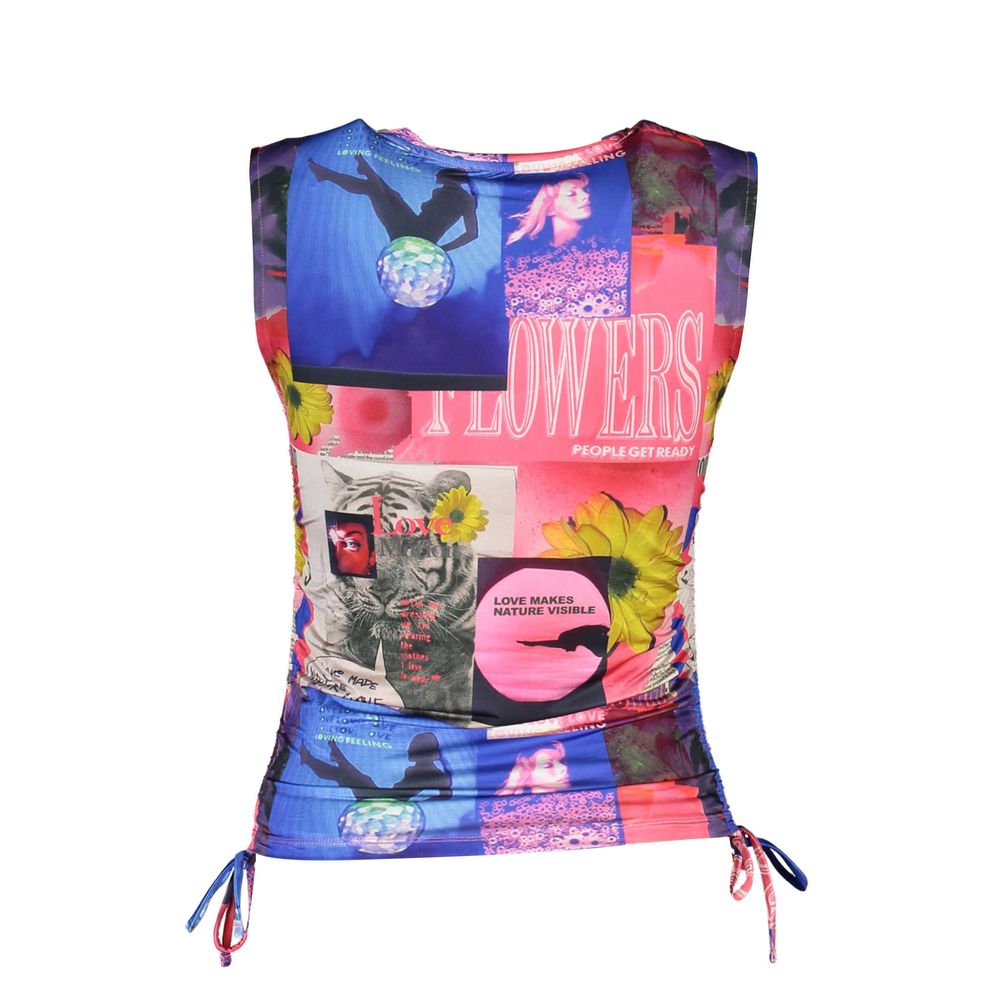 T-Shirt by Desigual for women in acetate blue showcases a dramatic silhouette, elegantly detailed with a dramatic and for a truly dramatic finish.