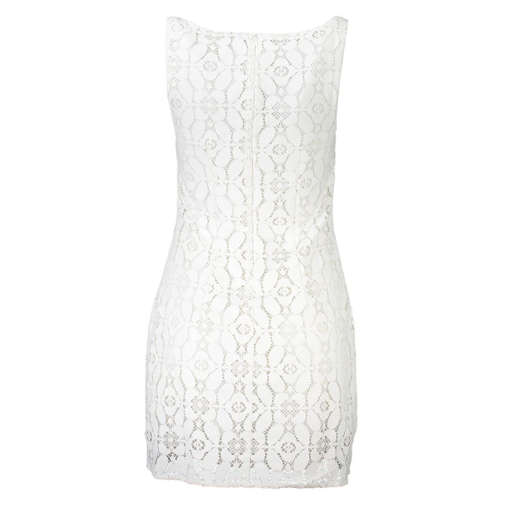 Dress by Desigual for women in polyester white features a dramatic silhouette, showcasing an elegant and that flows into a dramatic mini.