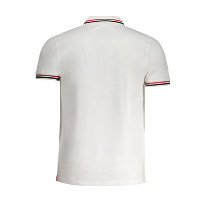 Polo Shirt by Cavalli Class for men in cotton white & signature showcases a sharp silhouette, detailed with a refined and sharp for a sophisticated finish.