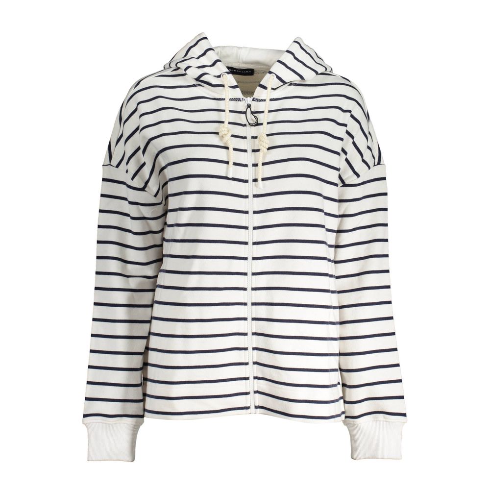 Hooded Sweatshirt Sweater by North Sails for women in organic cotton white showcases a discreet silhouette, finished with a discreet hooded neckline and long-sleeve for a discreet look.