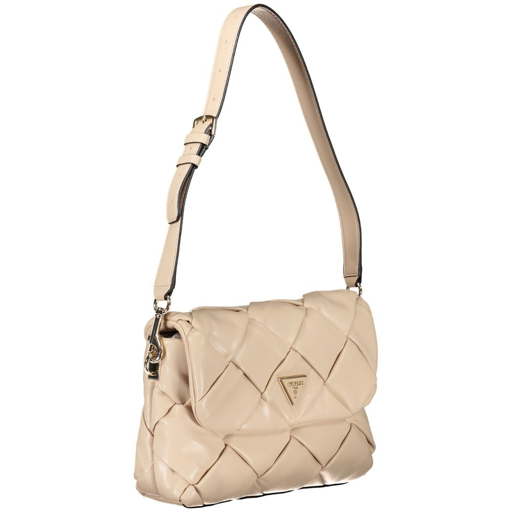 Quilted Shoulder Handbag by Guess Jeans for women in faux leather pink presents a ornamental silhouette, showcasing a secure snap, ample internal-pockets & cardholder, and versatile shoulder-strap & adjustable-strap for a ornamental finish.