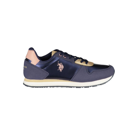 Sneakers by U.S. POLO ASSN. for women in polyester blue presents a sumptuous silhouette, artfully capturing the essence of the Women's Athletic Casual Polyester Sneakers with its sumptuous athletic casual style design.