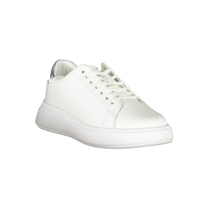 Sneakers by Calvin Klein for women in polyester polyethylene leather white features a sumptuous design, perfectly showcasing the sumptuous casual style of this Women's Casual Polyester Polyethylene Leather Sneakers.