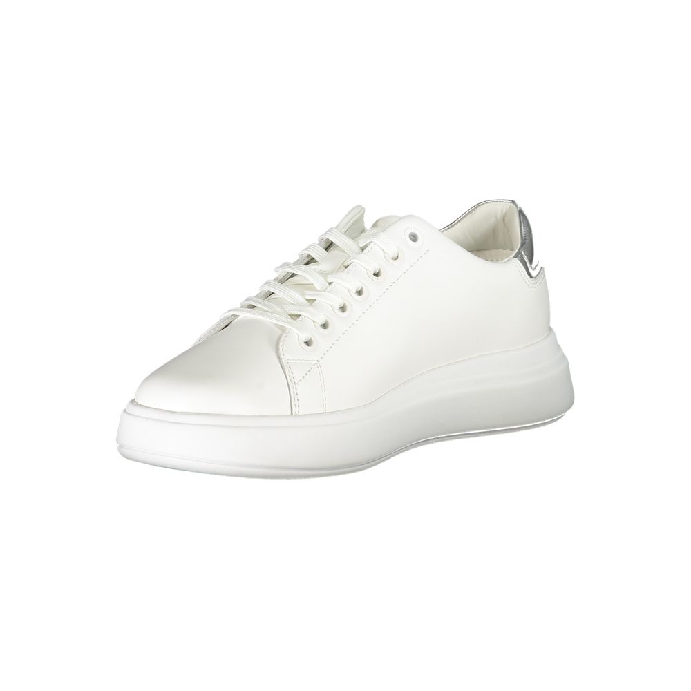 Sneakers by Calvin Klein for women in polyester polyethylene leather white presents a sumptuous silhouette from the Women's Casual Polyester Polyethylene Leather Sneakers collection, showcasing a sumptuous casual style for an elevated aesthetic.