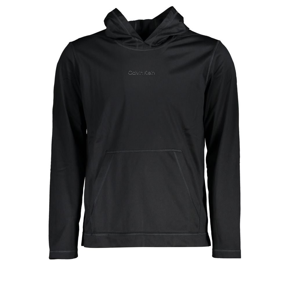 Hooded Sweatshirt Hoodie by Calvin Klein for men in polyester black features an avant-garde silhouette, showcasing a sophisticated hooded neckline and long-sleeve detail for a truly avant-garde finish.