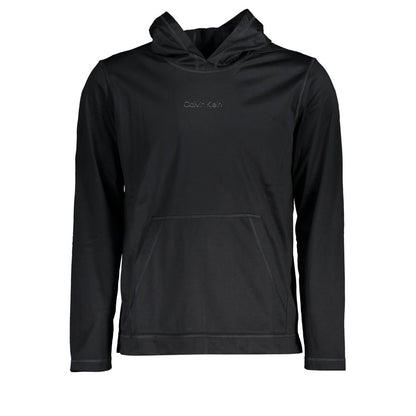 Hooded Sweatshirt Hoodie by Calvin Klein for men in polyester black features an avant-garde silhouette, showcasing a sophisticated hooded neckline and long-sleeve detail for a truly avant-garde finish.
