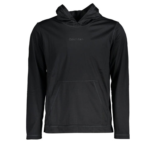 Hooded Sweatshirt Hoodie by Calvin Klein for men in polyester black features an avant-garde silhouette, showcasing a sophisticated hooded neckline and long-sleeve detail for a truly avant-garde finish.