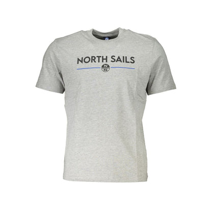 T-Shirt by North Sails for men in cotton gray & print showcases a fashionable silhouette, elegantly detailed with a fashionable and wrap crew neckline for a sophisticated, high-fashion look.