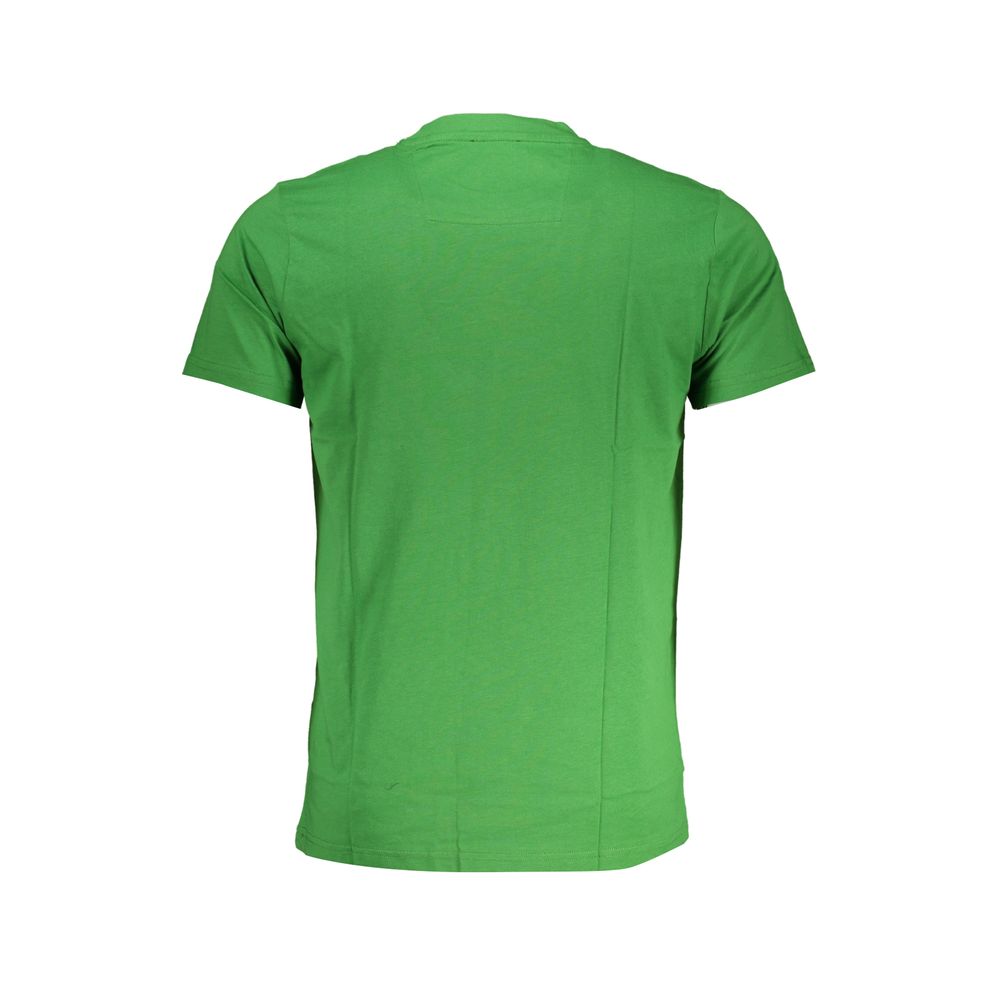 T-Shirt by Cavalli Class for men in cotton green & print features an edgy silhouette, meticulously detailed with a sophisticated and for a truly edgy finish.