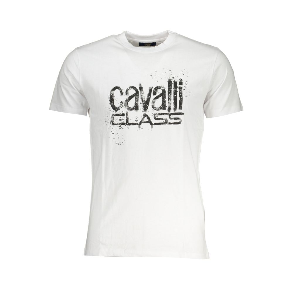 Cavalli Class Men's Crew Neck Cotton T-Shirt - White Print
