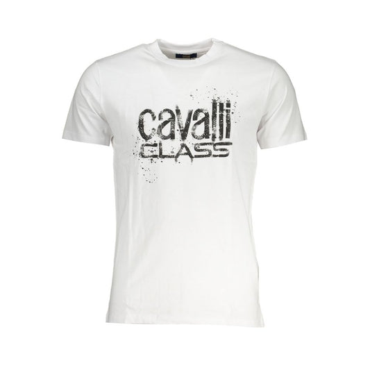 Cavalli Class Men's Crew Neck Cotton T-Shirt - White Print