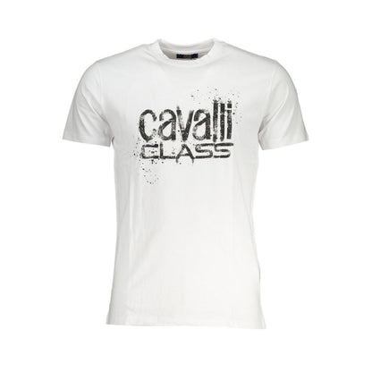 T-Shirt by Cavalli Class for men in cotton white & print showcases a chic silhouette, artfully detailed with a chic and for a chic finish.