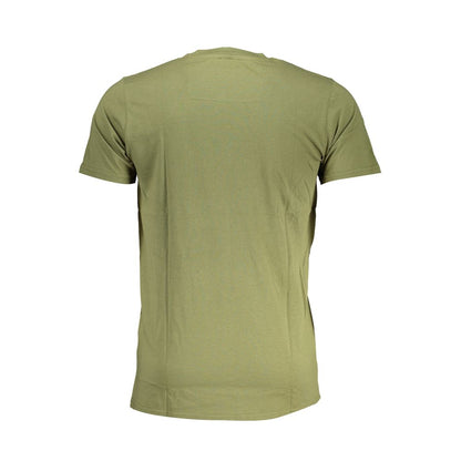 T-Shirt by Cavalli Class for men in cotton green & print showcases a fashionable silhouette, elegantly detailed with a fashionable and crew neckline for a sophisticated, high-fashion look.