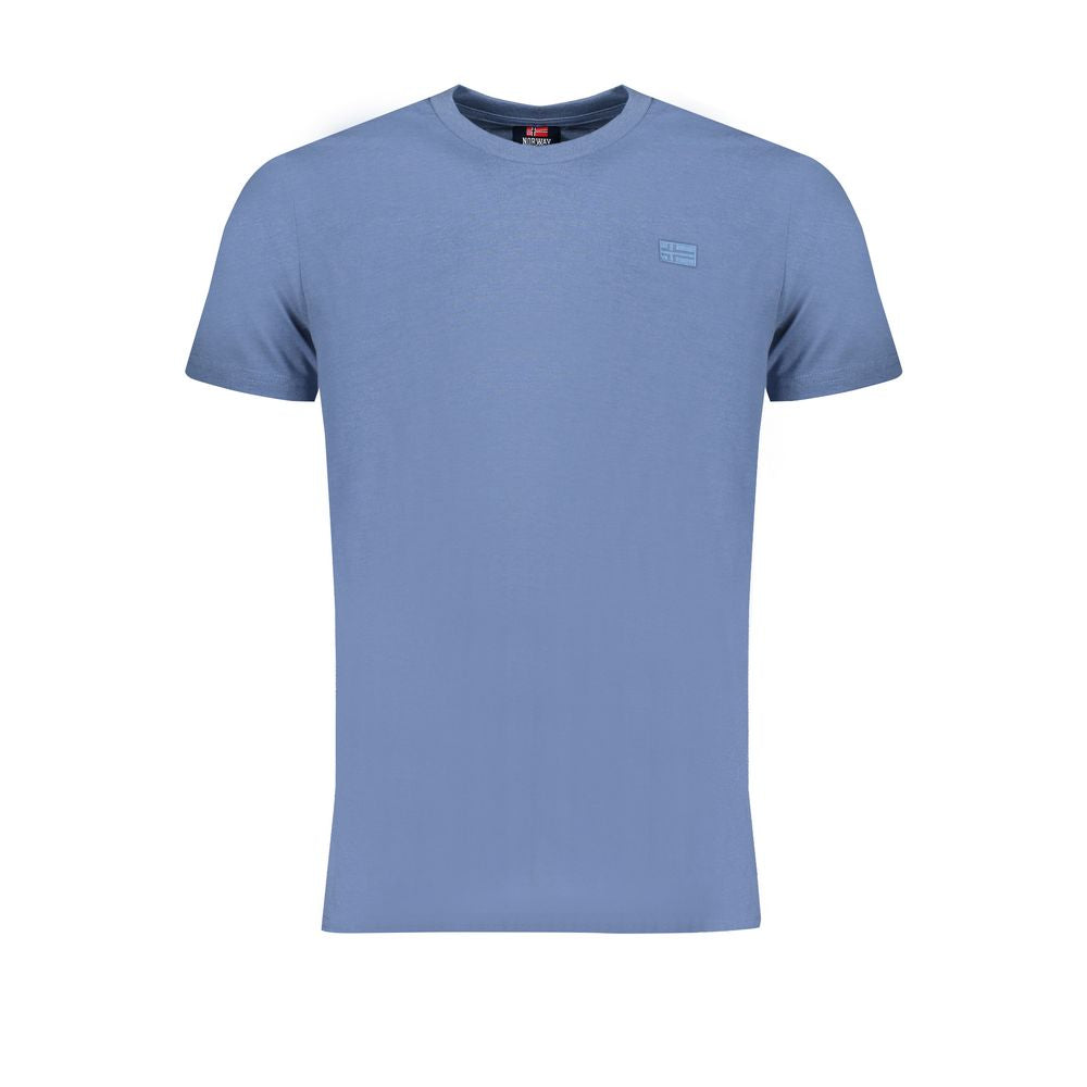 T-Shirt by Norway 1963 for men in cotton blue showcases a fashionable silhouette, elegantly detailed with a fashionable short-sleeve and crew neckline for a sophisticated, high-fashion look.
