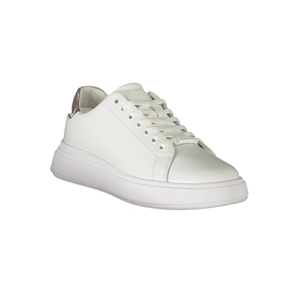 Sneakers by Calvin Klein for women in polyester white features an opulent silhouette from the Women's Fashion Polyester Sneakers collection, showcasing a signature fashion style with an opulent finish.