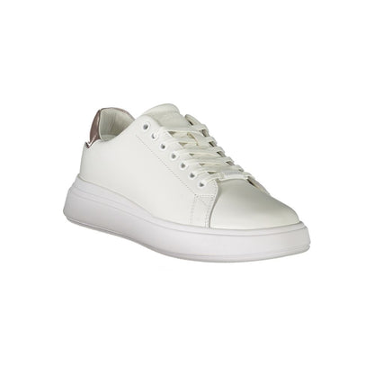 Sneakers by Calvin Klein for women in polyester white features an opulent silhouette from the Women's Fashion Polyester Sneakers collection, showcasing a signature fashion style with an opulent finish.