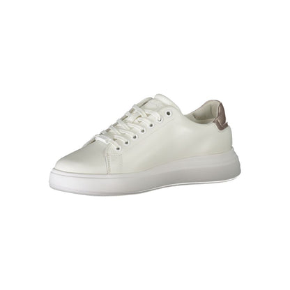 Sneakers by Calvin Klein for women in polyester white presents a sumptuous silhouette from the Women's Fashion Polyester Sneakers collection, showcasing a sumptuous fashion style for an elevated aesthetic.