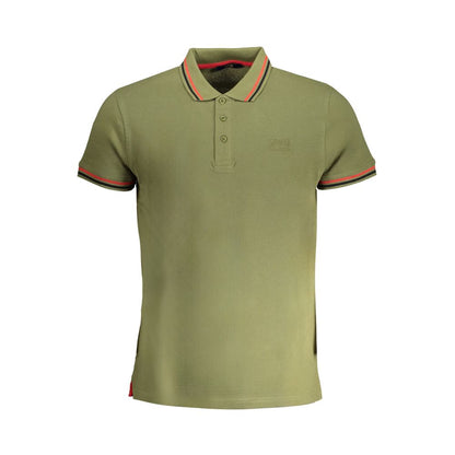 Polo Shirt by Cavalli Class for men in cotton green & signature presents a crisp silhouette, artfully detailed with a crisp short-sleeve and crisp .
