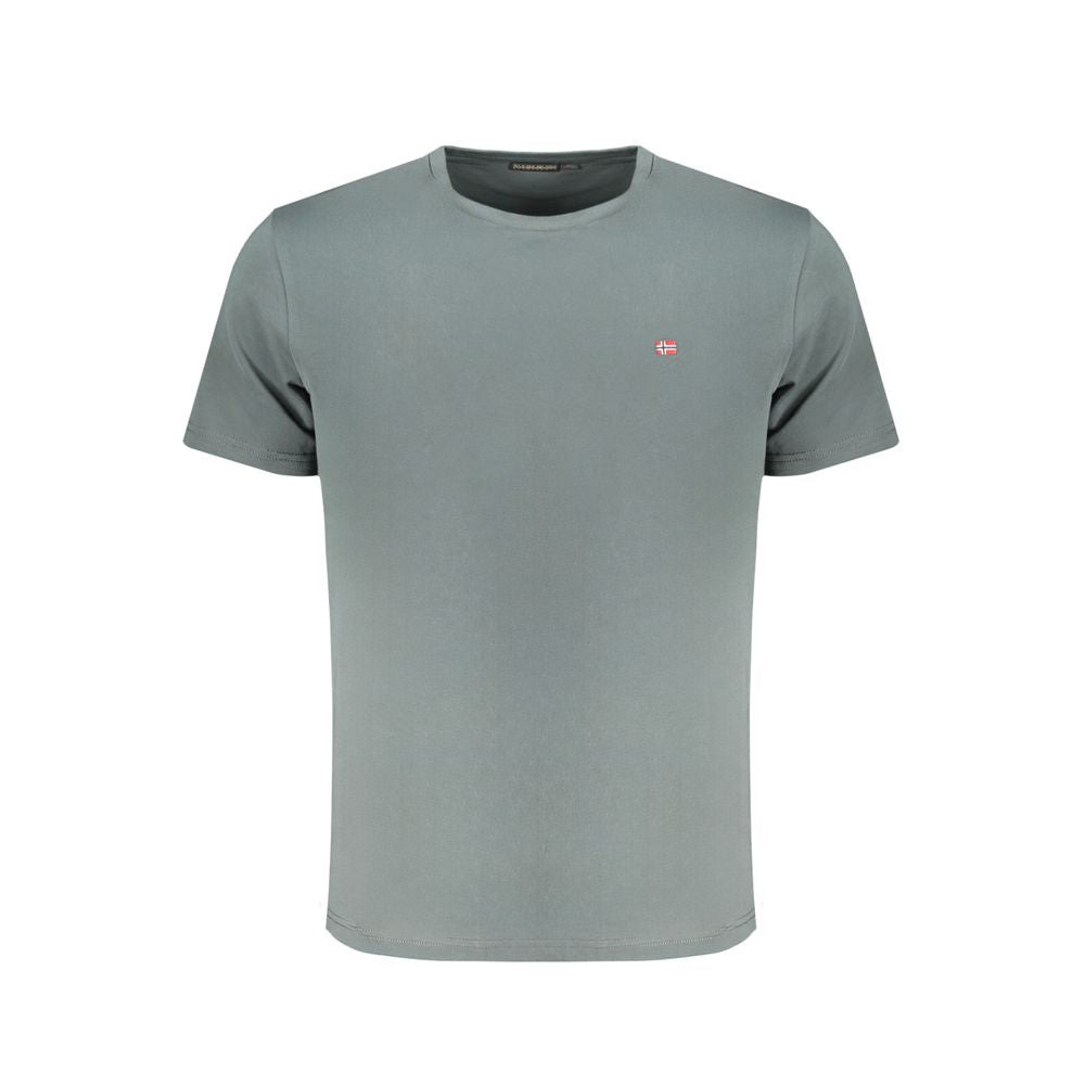 T-Shirt by Napapijri for men in organic cotton green showcases a chic silhouette, artfully detailed with a chic crew neckline and short-sleeve for a chic finish.
