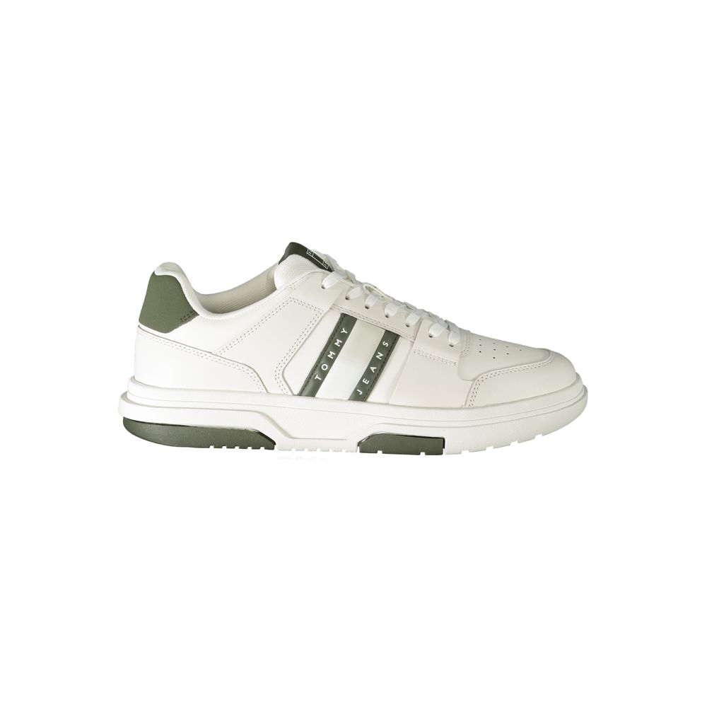 Sneakers by Tommy Hilfiger for men in polyester polyethylene leather green & white features an opulent silhouette from the Men's Fashion Polyester Polyethylene Leather Sneakers collection, showcasing a signature fashion style with an opulent finish.
