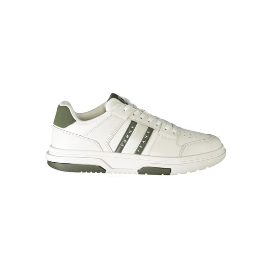 Sneakers by Tommy Hilfiger for men in polyester polyethylene leather green & white features an opulent silhouette from the Men's Fashion Polyester Polyethylene Leather Sneakers collection, showcasing a signature fashion style with an opulent finish.