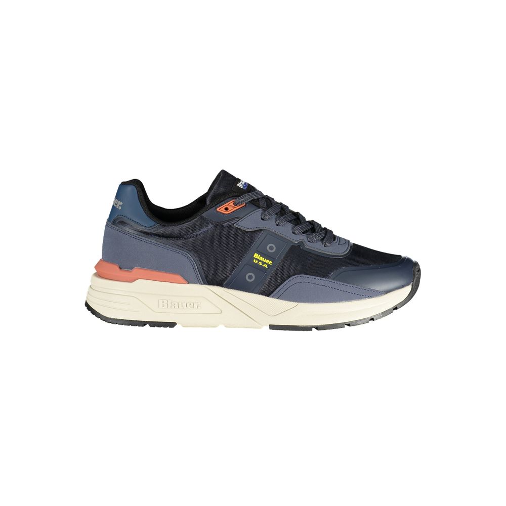 Sneakers by Blauer for men in polyester blue presents a sumptuous silhouette from the Men's Fashion Polyester Sneakers collection, showcasing a sumptuous fashion style for an elevated aesthetic.