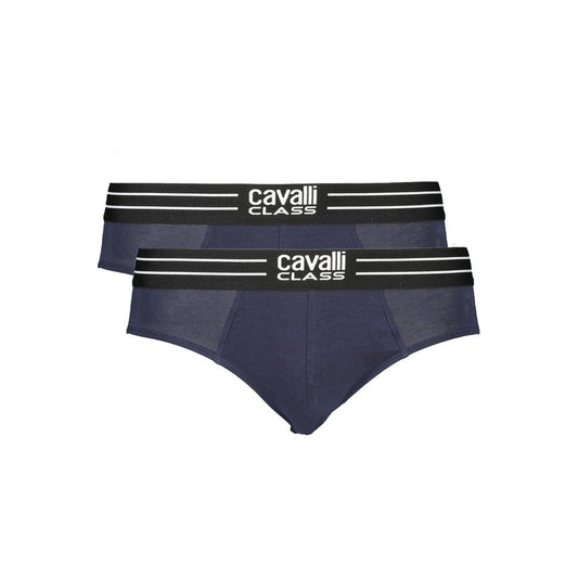 Underwear Briefs by Cavalli Class for men in stretch cotton blue & print features a subtle silhouette, showcasing the subtle design of this Men's Stretch Cotton Underwear Briefs with a subtle fit.