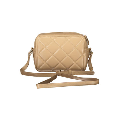 Shoulder Handbag by Mario Valentino for women in polyethylene beige features an refined silhouette, showcasing a secure zipper, ample internal-pockets, and versatile shoulder-strap & adjustable-strap for a sophisticated refined aesthetic.