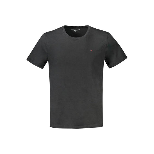 T-Shirt by Tommy Hilfiger for men in stretch cotton black features an on trend silhouette, perfectly showcasing a on trend and crew neckline for an elevated aesthetic.