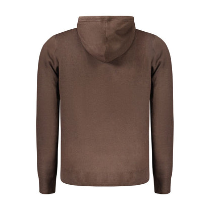 Hooded Cardigan by Norway 1963 for men in viscose polyester & polyamide brown features a dramatic silhouette, showcasing a sophisticated and dramatic detail for a timeless, premium look.