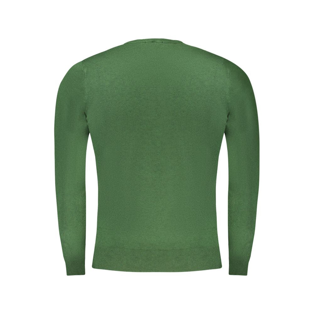 Sweater by Cavalli Class for men in polyamide polyester viscose green showcases a discreet silhouette, finished with a discreet and for a discreet look.