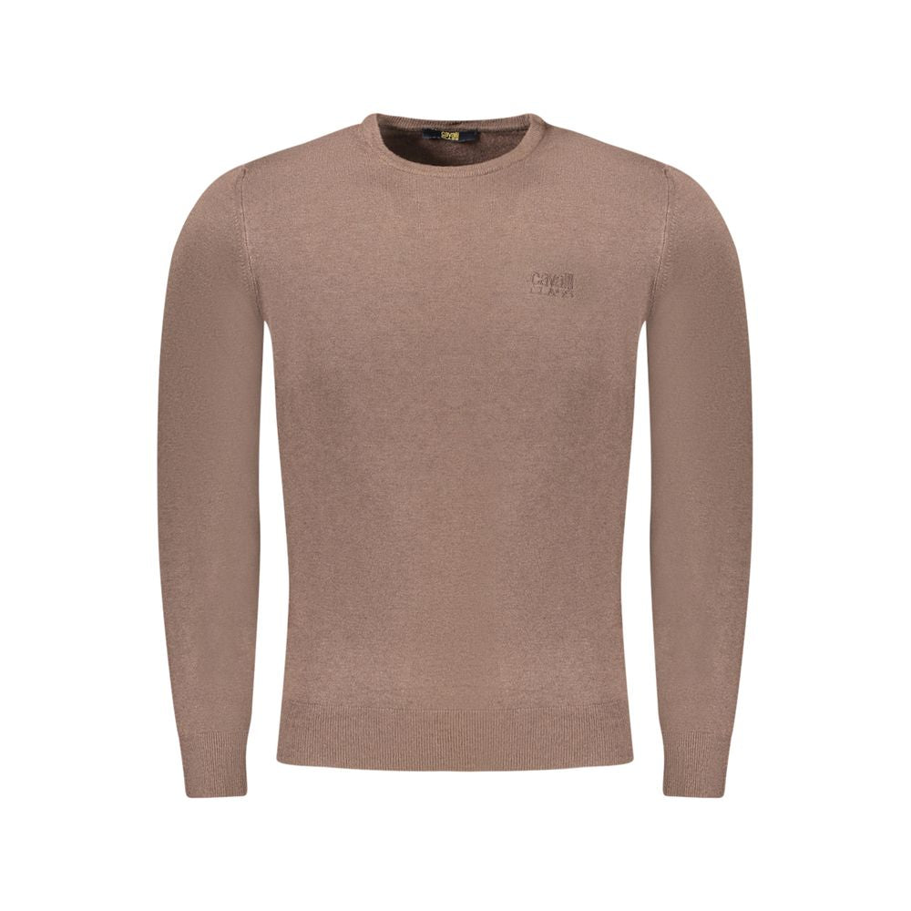 Sweater by Cavalli Class for men in polyamide polyester viscose brown features an polished silhouette, showcasing refined long-sleeve and a sophisticated crew neckline for a truly polished finish.