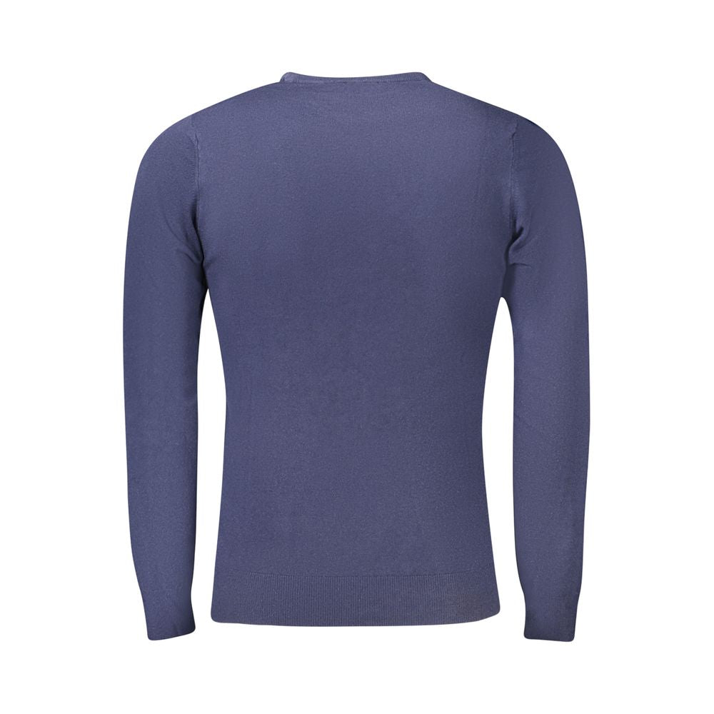 Sweater by Cavalli Class for men in polyamide polyester viscose blue features an tactile silhouette, showcasing a sophisticated and tactile for a refined finish.