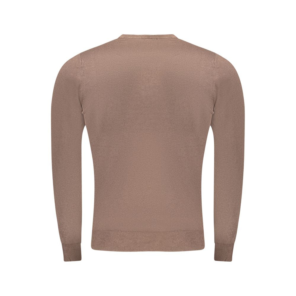Sweater by Cavalli Class for men in polyamide polyester viscose brown features an polished silhouette, showcasing refined and a sophisticated crew neckline for a truly polished finish.