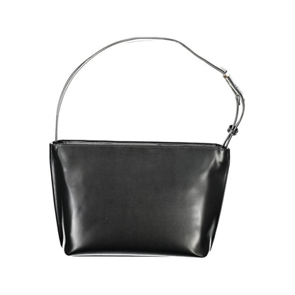 Shoulder Convertible Handbag by Calvin Klein for women in polyester polyethylene faux leather black presents a exquisite silhouette, showcasing a secure zipper and organized internal-pockets with versatile shoulder-strap & handle.