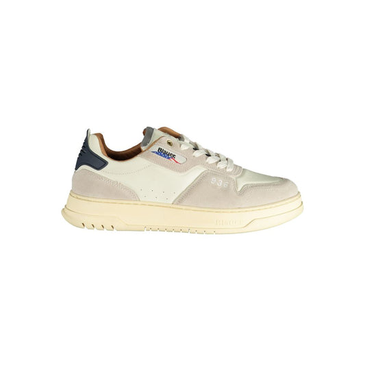 Sneakers by Blauer for men in polyester polyethylene leather white presents a sumptuous silhouette from the Men's Fashion Polyester Polyethylene Leather Sneakers collection, showcasing a sumptuous fashion style for an elevated aesthetic.