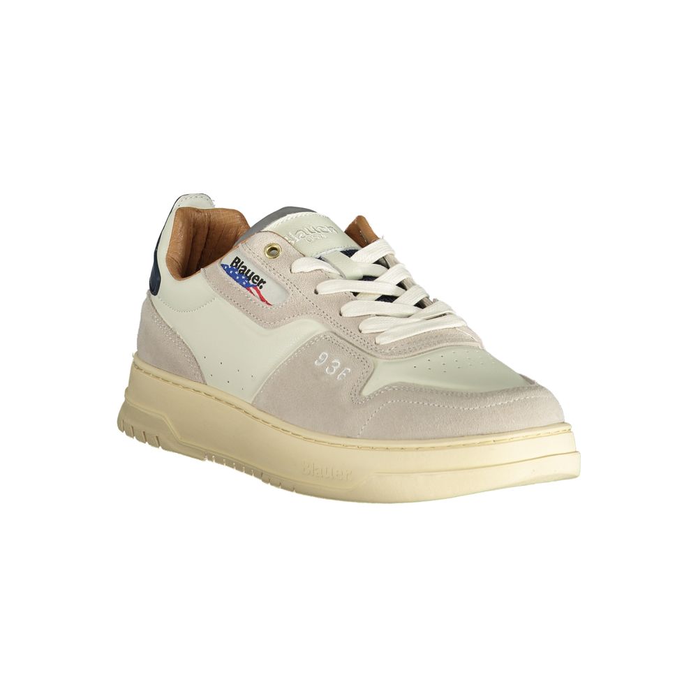 Sneakers by Blauer for men in polyester polyethylene leather white features a sumptuous design, perfectly showcasing the sumptuous fashion style of this Men's Fashion Polyester Polyethylene Leather Sneakers.