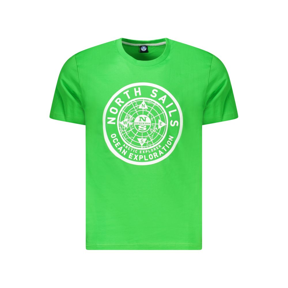 T-Shirt by North Sails for men in cotton green & print showcases a unassuming silhouette, artfully detailed with a refined crew neckline and unassuming short-sleeve for a sophisticated, contemporary look.