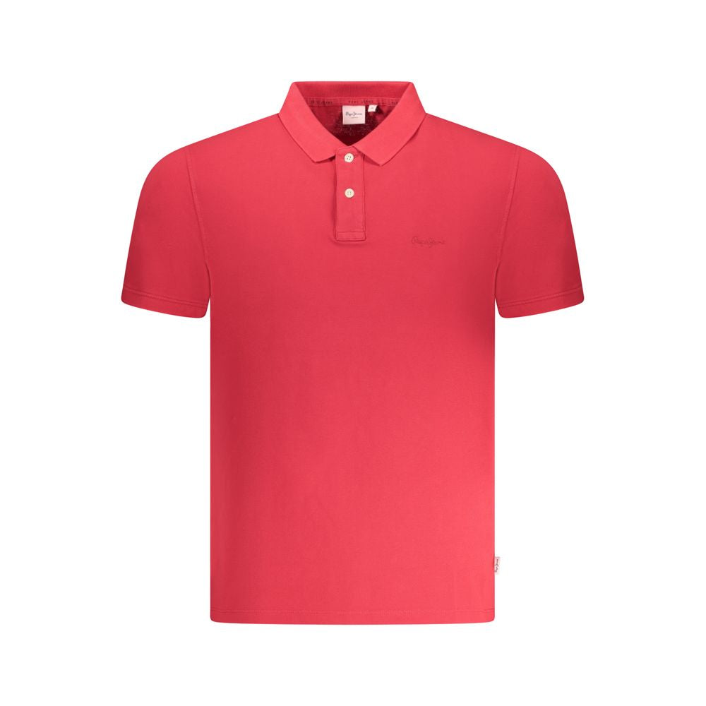 Polo Shirt by Pepe Jeans for men in cotton red & signature showcases a sharp silhouette, detailed with a refined and sharp for a sophisticated finish.