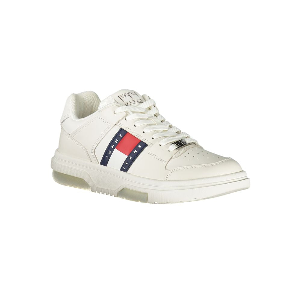 Sneakers by Tommy Hilfiger for women in polyester polyethylene leather white & signature presents a sumptuous silhouette as Essence Women's Fashion Polyester Polyethylene Leather Sneakers, expertly defined by a sumptuous fashion style for a sumptuous, high-fashion look.