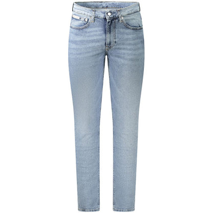 Jeans by Calvin Klein for men in stretch denim cotton azzurro features an sophisticated and slim with a precise long, creating a sophisticated and sophisticated silhouette.