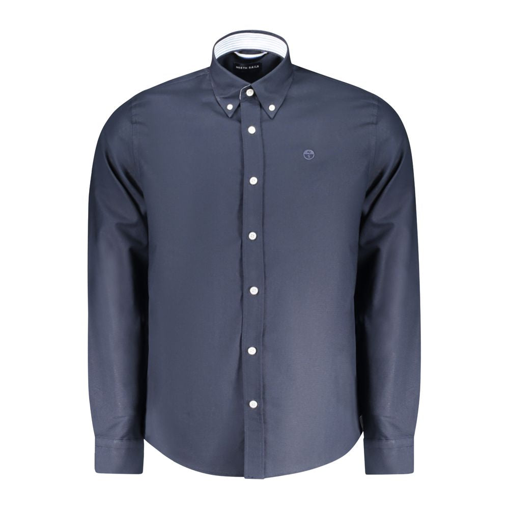 Shirt by North Sails for men in cotton blue & signature presents a discerning silhouette, showcasing a sophisticated button-down-collar neckline and for a truly discerning finish.