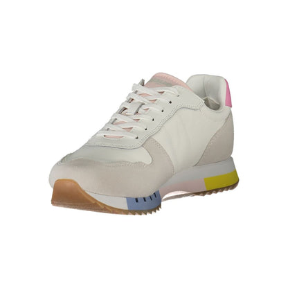Sneakers by Blauer for women in polyethylene polyester leather white presents a sumptuous silhouette as Crisp Women's Fashion Polyethylene Polyester Leather Sneakers, expertly defined by a sumptuous fashion style for a sumptuous, high-fashion look.