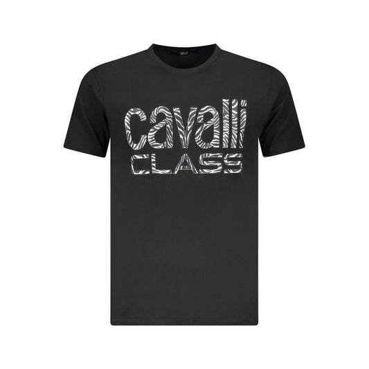 T-Shirt by Cavalli Class for men in cotton black & print showcases a unassuming silhouette, artfully detailed with a refined and unassuming for a sophisticated, contemporary look.