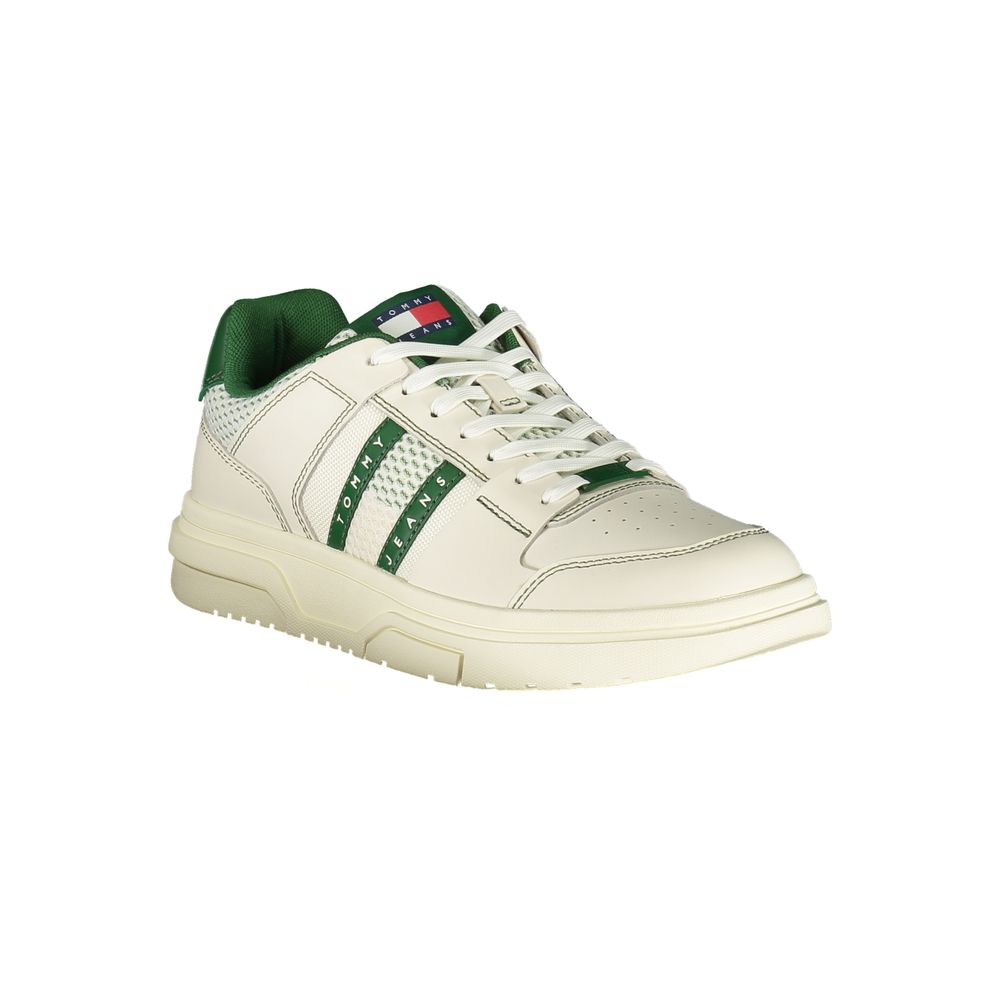 Sneakers by Tommy Hilfiger for men in polyester polyethylene leather green features an sumptuous silhouette, showcasing the premium Men's Fashion Polyester Polyethylene Leather Sneakers in a sumptuous fashion style that offers a sumptuous finish for refined style.