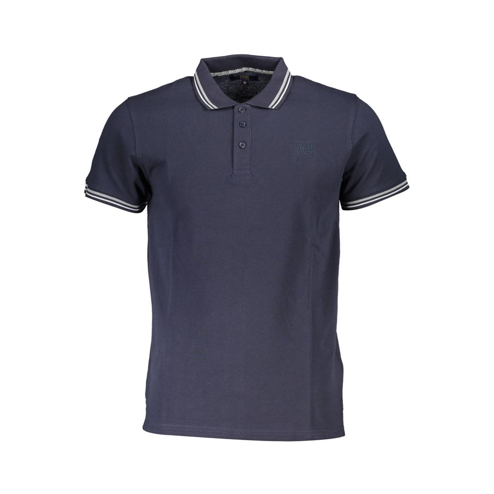 Polo Shirt by Cavalli Class for men in cotton blue & signature features a eye catching silhouette, showcasing a refined and short-sleeve for a eye catching finish.