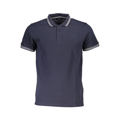 Polo Shirt by Cavalli Class for men in cotton blue & signature features a eye catching silhouette, showcasing a refined and short-sleeve for a eye catching finish.