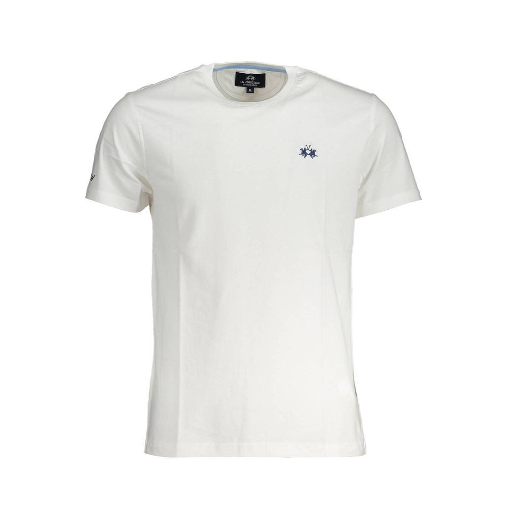 T-Shirt by La Martina for men in cotton white & print showcases a fashionable silhouette, elegantly detailed with a fashionable and crew neckline for a sophisticated, high-fashion look.