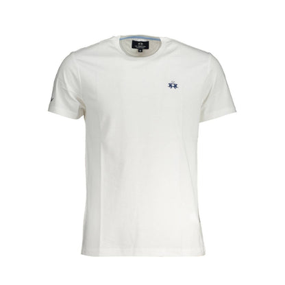 T-Shirt by La Martina for men in cotton white & print showcases a fashionable silhouette, elegantly detailed with a fashionable and crew neckline for a sophisticated, high-fashion look.